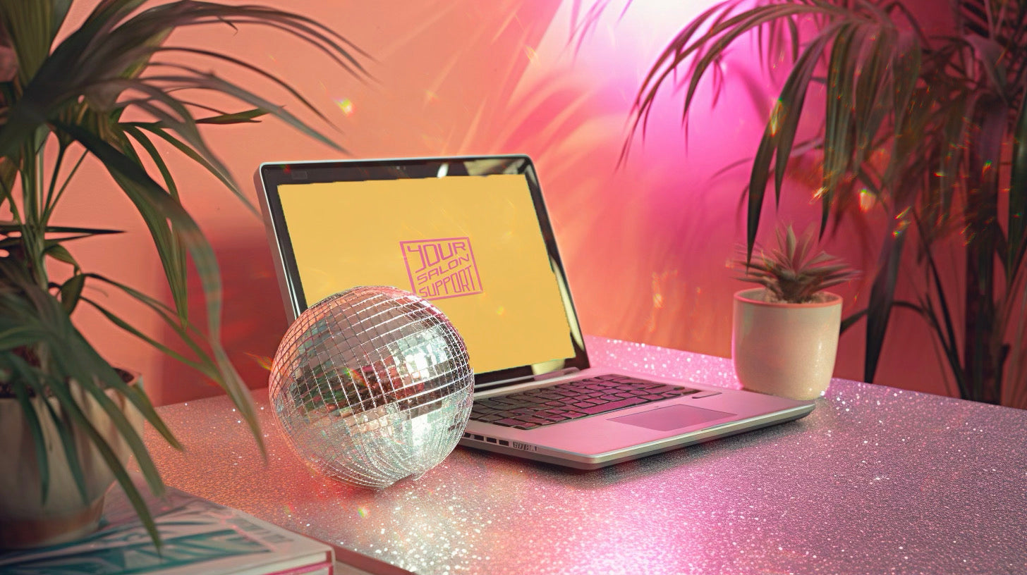 your salon support disco ball laptop sydney agency support hairdresser website builder